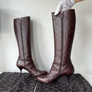Gucci by Tom Ford Vintage GG Monogram Guccissima Brown Leather Boots